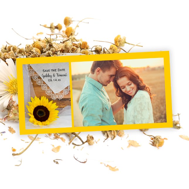 Sonnenblumen und Spitzen Land Hochzeit Save the Da Save The Date (Von Creator hochgeladen)