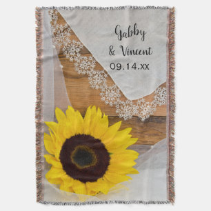 Sonnenblumen und Spitzen-Land-Hochzeitssake Decke