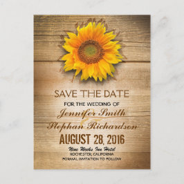 Sonnenblumen und Stallholz Save the Date Ankündigungspostkarte