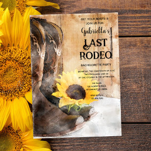 Sonnenblumen und Stiefel Letzte Rodeo Junggeselinn Einladung
