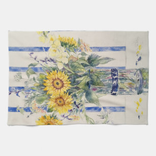 Sonnenblumen und Streifen Geschirrtuch