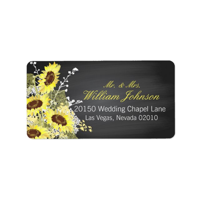 Sonnenblumen und Tafelheiraten Adressaufkleber (Vorne)