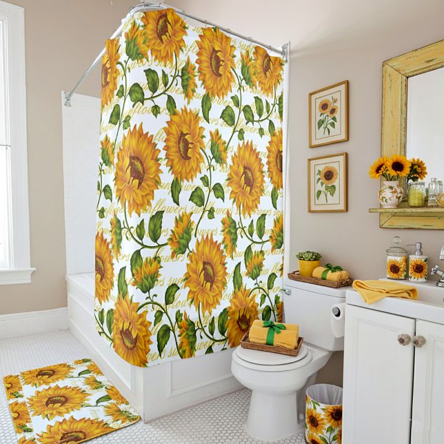 Sonnenblumen und Text Duschvorhang (Von Creator hochgeladen)