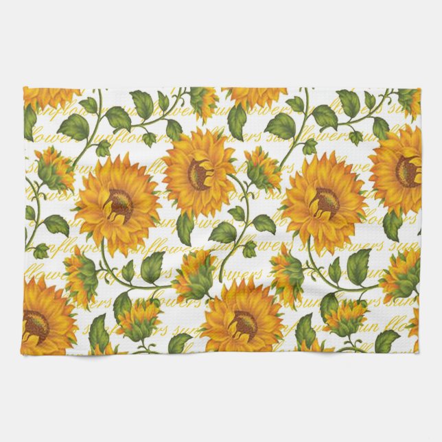 Sonnenblumen und Text Handtuch (Horizontal)