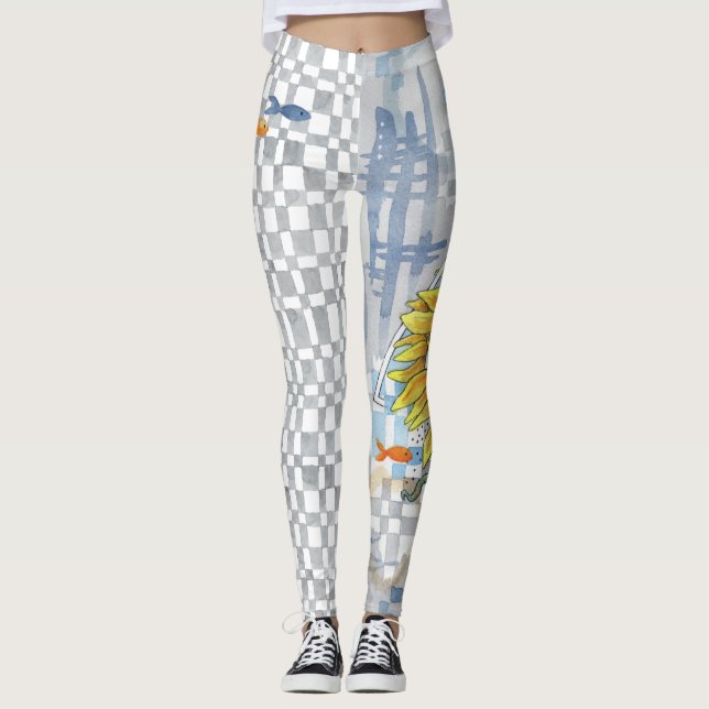 Sonnenblumen und Träume Karos Leggings (Vorderseite)