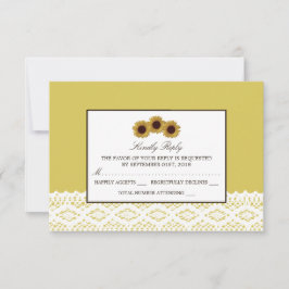Sonnenblumen und Vintage Hochzeit RSVP Karte