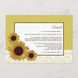 Sonnenblumen und Vintage Hochzeitsstimmung Begleitkarte