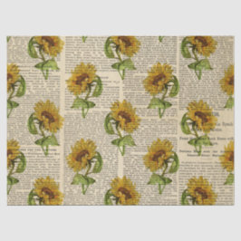 Sonnenblumen und Vintages Zeitungspapier Seidenpapier