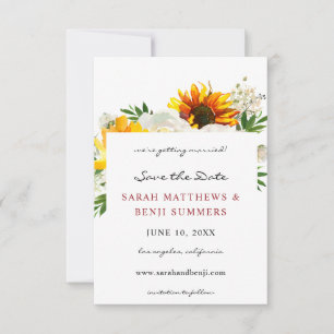 Sonnenblumen und Weiße Blüte Künstlerisch Save the Date
