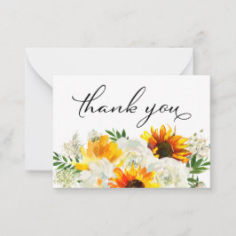 Sonnenblumen und Weiße Blüte Weiß 2B Klein Danke Mitteilungskarte