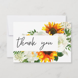 Sonnenblumen und Weiße Rosen Dankeskarte