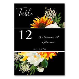 Sonnenblumen und Weißrosen Künstlerische Blüte - S Tischnummer