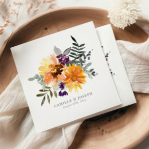 Sonnenblumen und Wildblume Aquarellpapier Napkins Serviette
