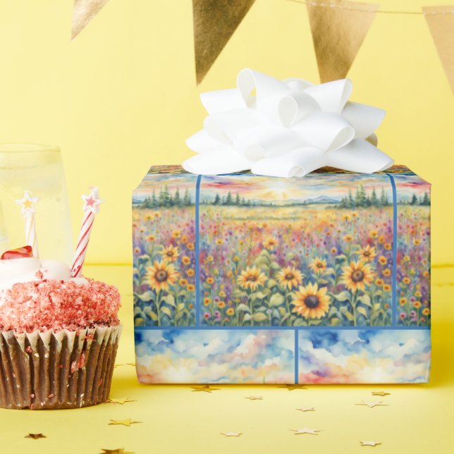Sonnenblumen und Wildblume Geschenkpapier (Geburtstagsparty)