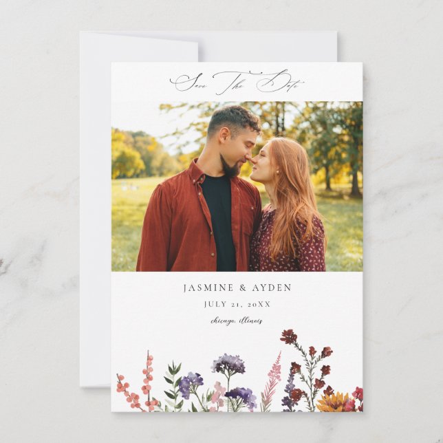 Sonnenblumen und Wildblumen Hochzeit mit Blumen 2 Save The Date (Vorderseite)