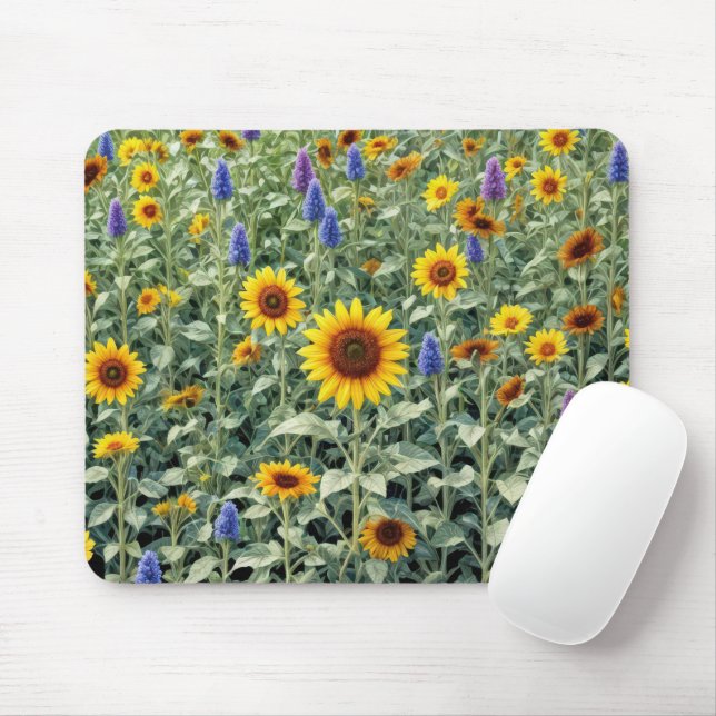 Sonnenblumen- und Wildblumenfeld Mousepad (Mit Mouse)