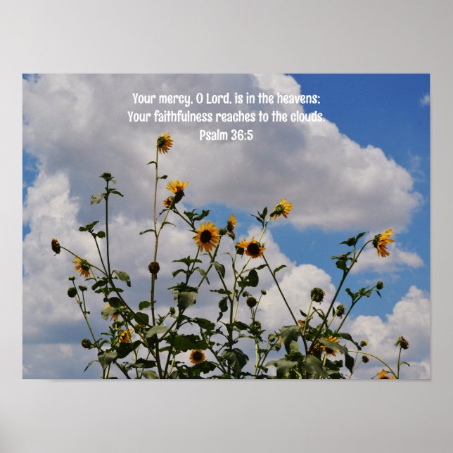 Sonnenblumen und Wolken Bibel Verse Art Poster (Vorne)