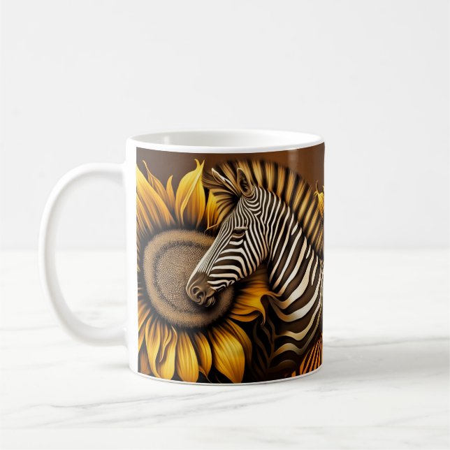 Sonnenblumen und Zebra Kaffeetasse (Links)
