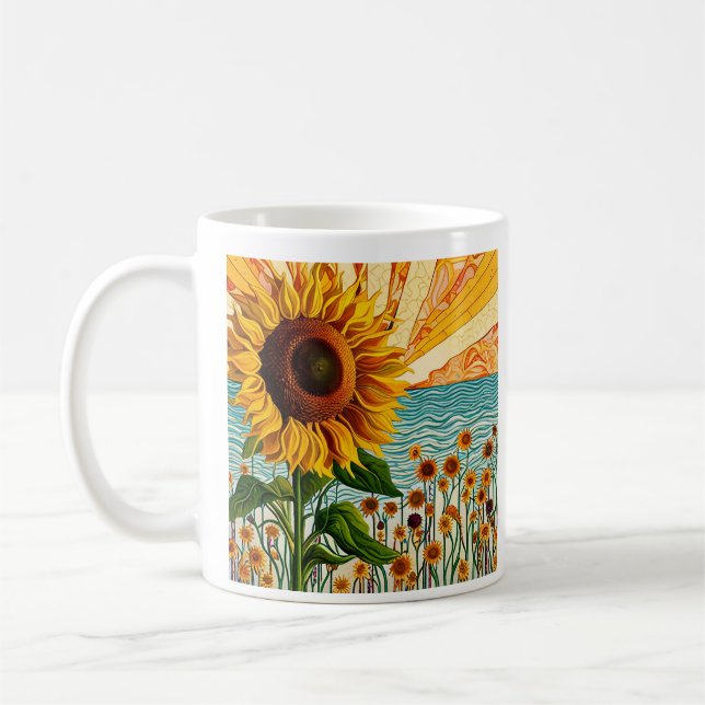 Sonnenblumen und Zitat Kaffeetasse (Links)