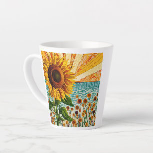 Sonnenblumen und Zitat Milchtasse