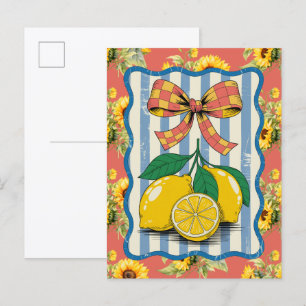 Sonnenblumen und Zitronen Aquarell Postkarte