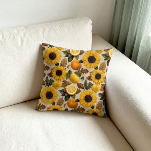 Sonnenblumen und Zitrus-Herbst-Homedekor Kissen