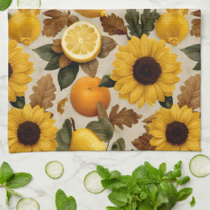 Sonnenblumen und Zitrusfrüchte Wohngestaltung im H Geschirrtuch
