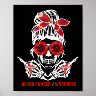 Sonnenblumen-Unordentlicher-Dutt-Totenkopf-Rotes-B Poster