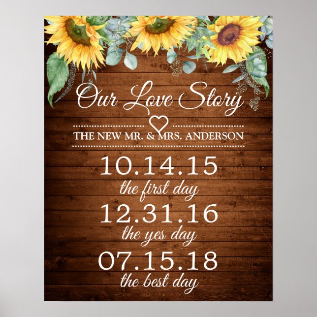 Sonnenblumen Unsere Liebe Story Timeline Wedding S Poster (Vorne)