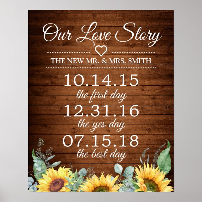 Sonnenblumen Unsere Liebe Story Timeline Wedding S Poster (Vorne)