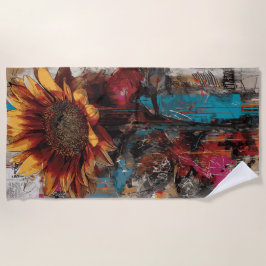 Sonnenblumen-Urbane-Straßenkunst-Illustration Strandtuch
