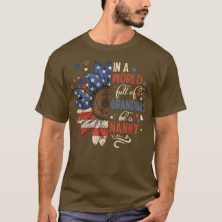 Sonnenblumen US-Flagge in einer Welt voller Grandm T-Shirt