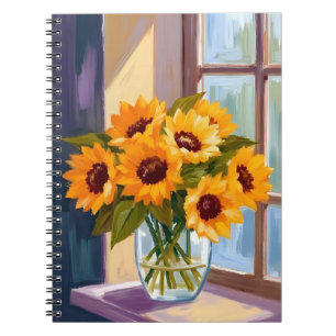 Sonnenblumen-Vase   Florales gelbes Bouquet Aquare Notizblock