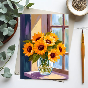 Sonnenblumen-Vase   Florales gelbes Bouquet Aquare Postkarte