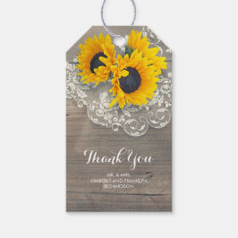 Sonnenblumen verleihen dem rustikalen Landwald-Spe Geschenkanhänger