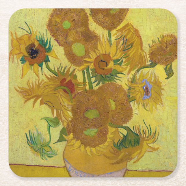 Sonnenblumen, Vincent van Gogh, 1889 Rechteckiger Pappuntersetzer (Vorderseite)