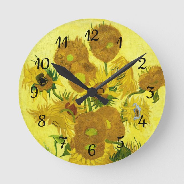 Sonnenblumen Vincent van Gogh Runde Wanduhr (Vorderseite)
