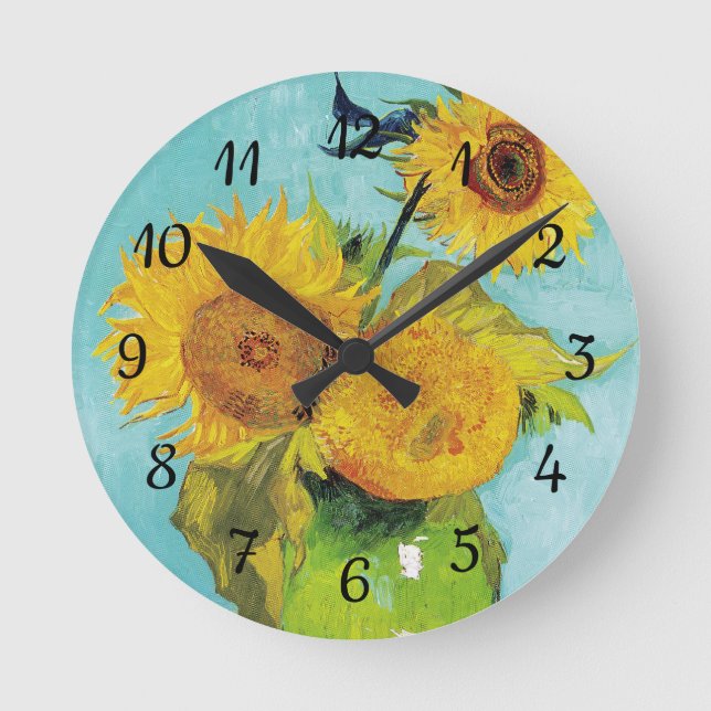 Sonnenblumen Vincent van Gogh Runde Wanduhr (Vorderseite)
