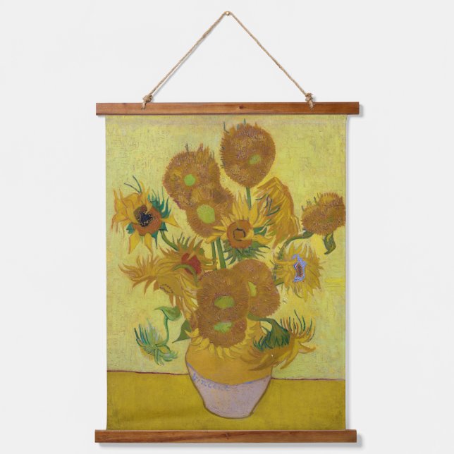Sonnenblumen, Vincent van Gogh Wandteppich Mit Holzrahmen (Vorderseite)