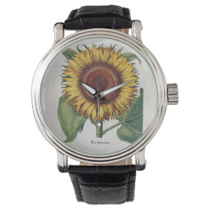 Sonnenblumen Vintag Damask Blume Art Armbanduhr