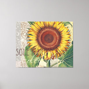 Sonnenblumen Vintag Damask Blume Art Leinwanddruck