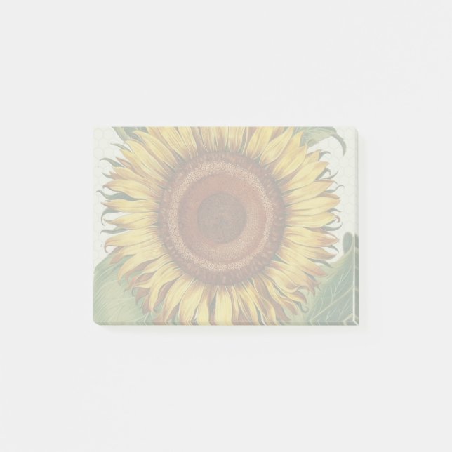 Sonnenblumen Vintag Damask Blume Art Post-it Klebezettel (Vorderseite)