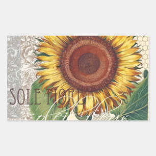 Sonnenblumen Vintag Damask Blume Art Rechteckiger Aufkleber