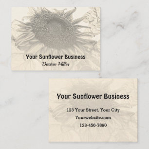 Sonnenblumen Vintag Rustikale Sepia Visitenkarte