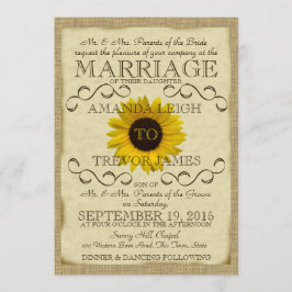 Sonnenblumen Vintage Typografie Hochzeit Einladung
