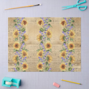 Sonnenblumen Vintages Pergament Hintergrund Dekora Seidenpapier