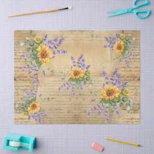 Sonnenblumen Vintages Pergament Hintergrund Dekora Seidenpapier
