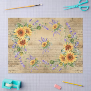 Sonnenblumen Vintages Pergament Hintergrund Dekora Seidenpapier