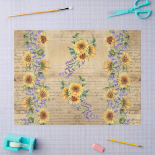 Sonnenblumen Vintages Pergament Hintergrund Dekora Seidenpapier