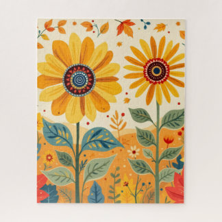 Sonnenblumen-Volkskunst-Puzzle Puzzle